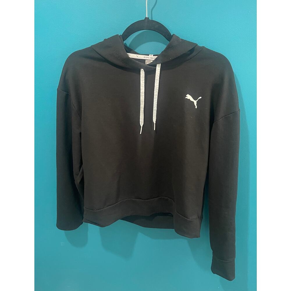 S Puma Black Cropped Hoodie
